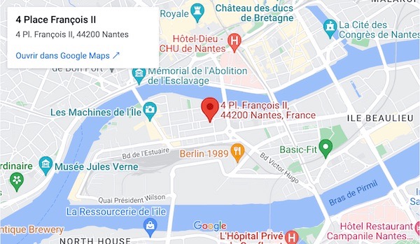 Vue GPS de l'atelier Lovitech Place François à Nantes